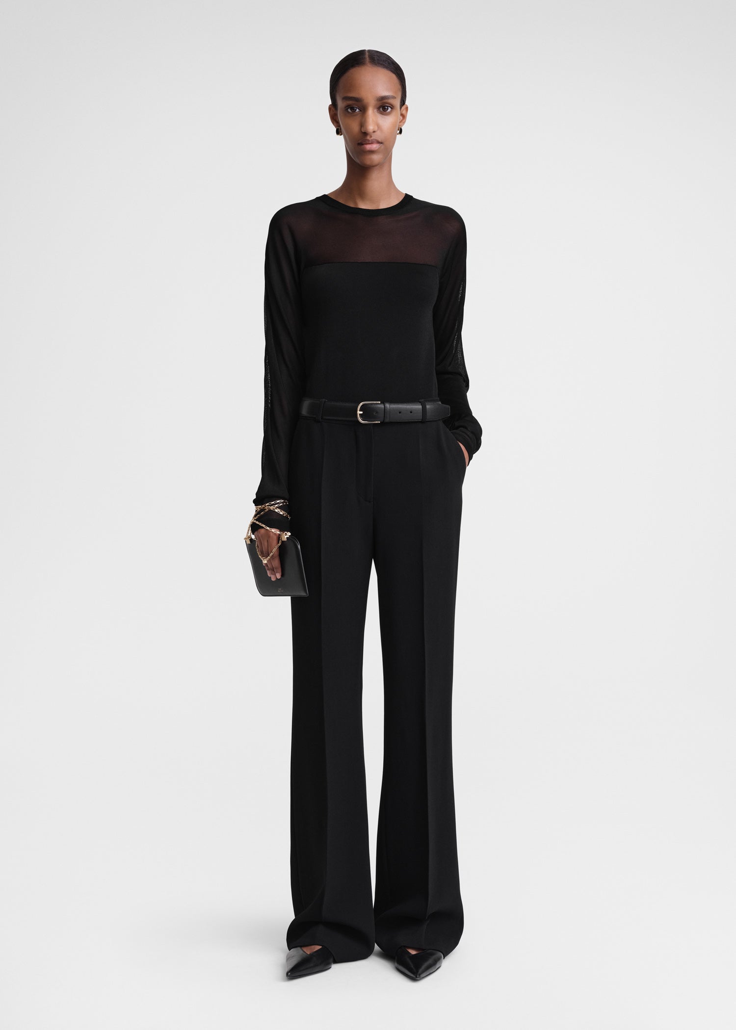 Flared evening trousers black
