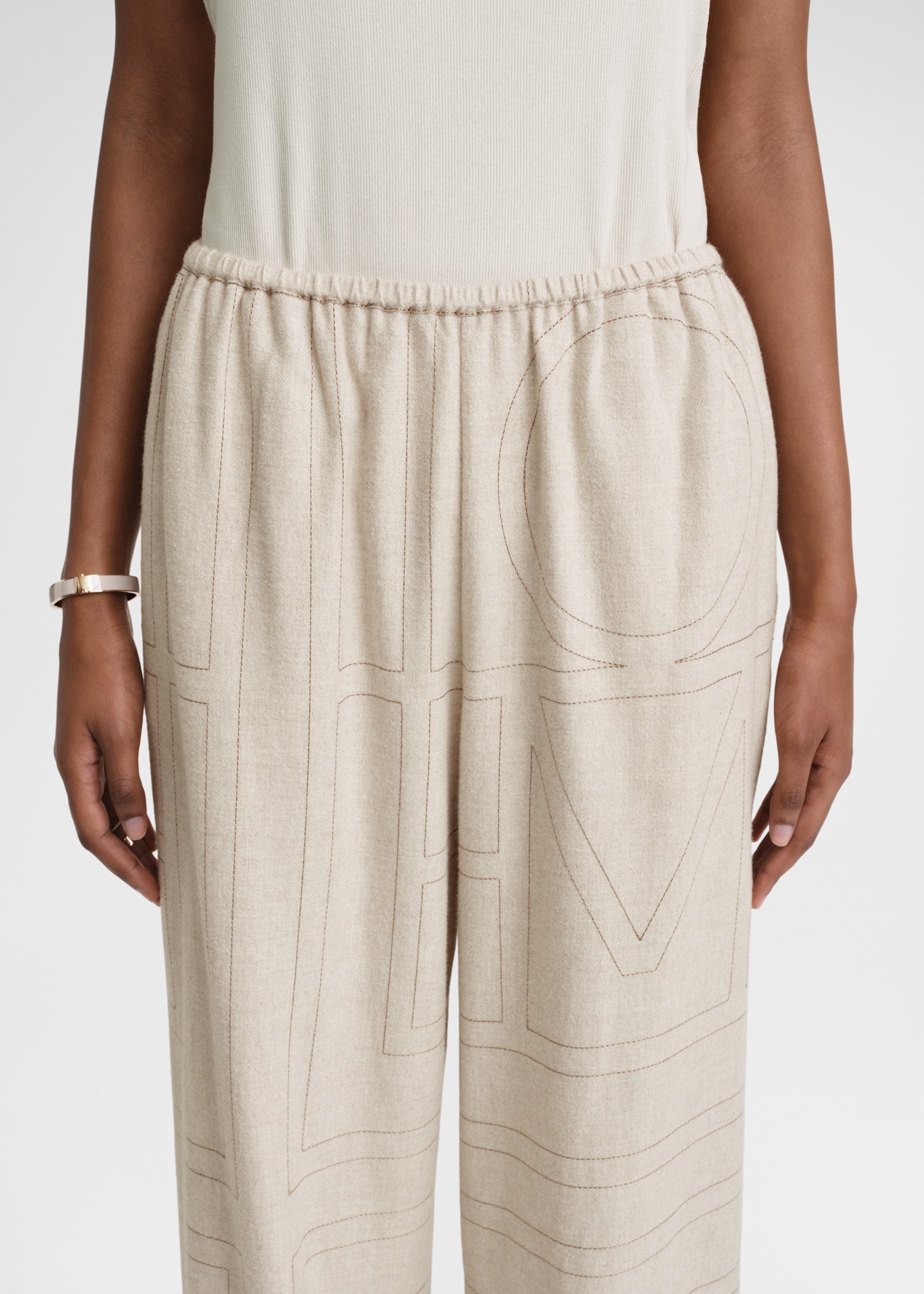 Monogram flannel pj bottoms light beige melange – TOTEME
