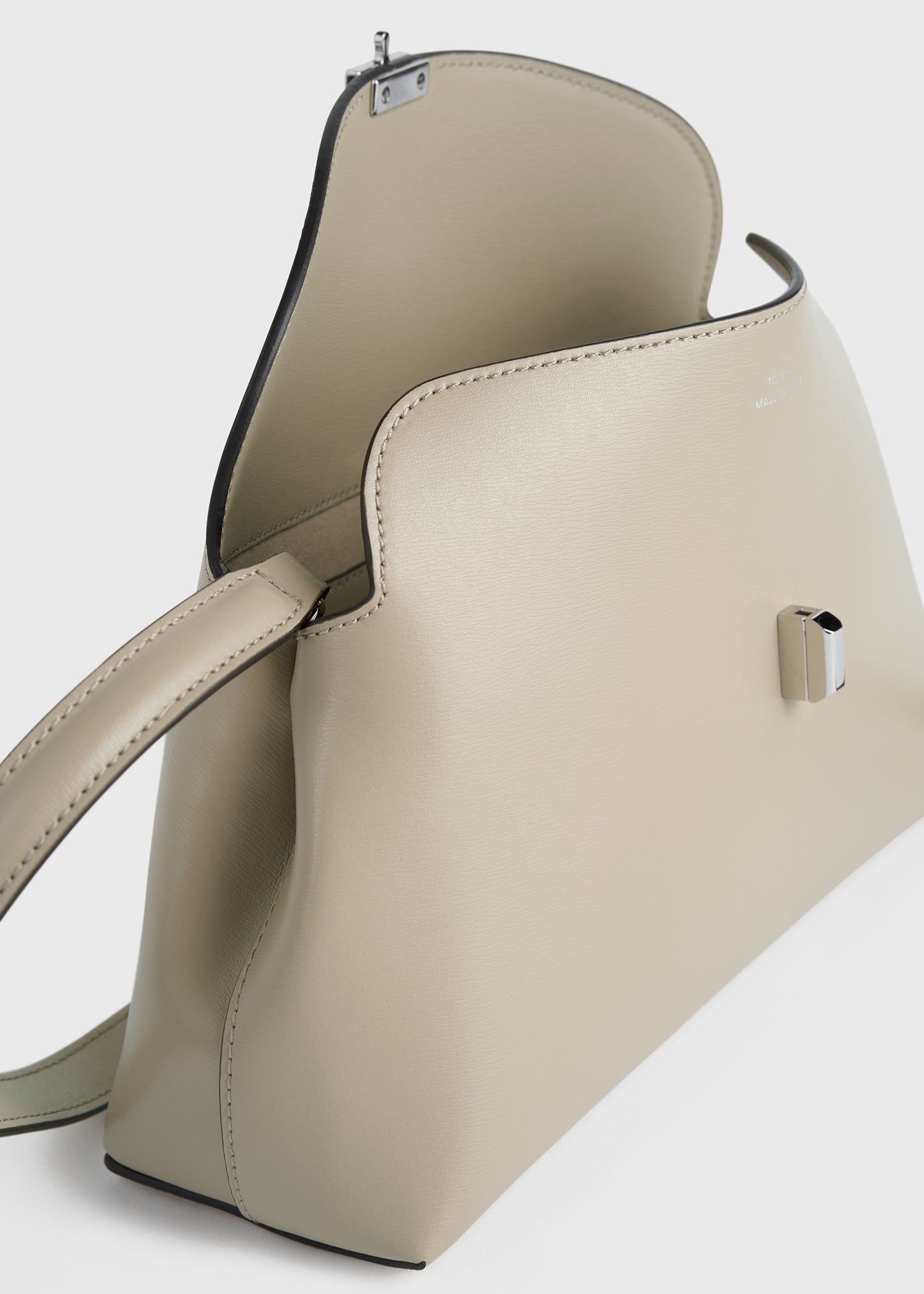 T-lock leather clutch fawn