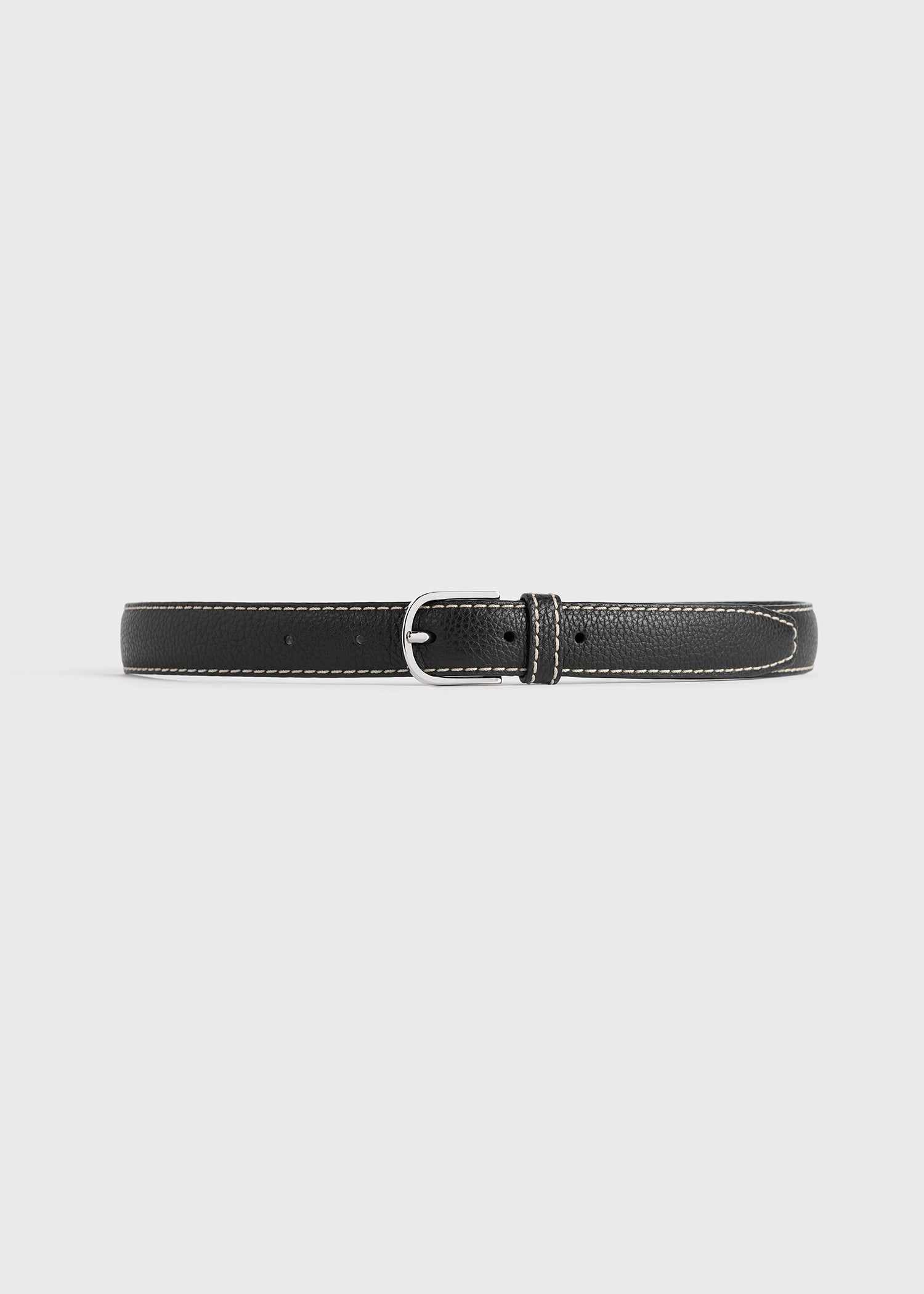 Slim grained leather trouser belt