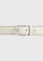 Slim grained-leather trouser belt milk
