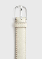 Slim grained-leather trouser belt milk