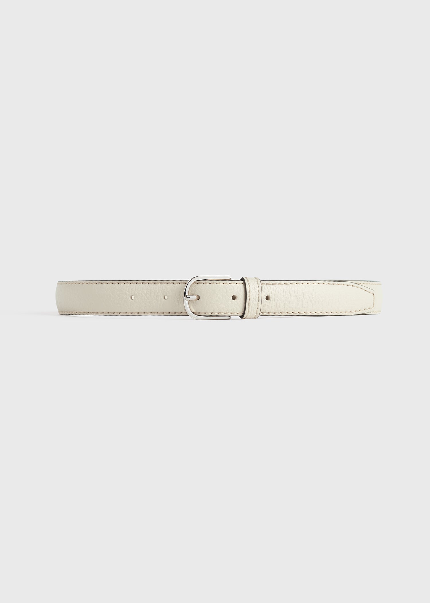 Slim grained-leather trouser belt milk from Toteme - $190