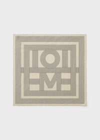 Striped monogram cotton silk scarf crème