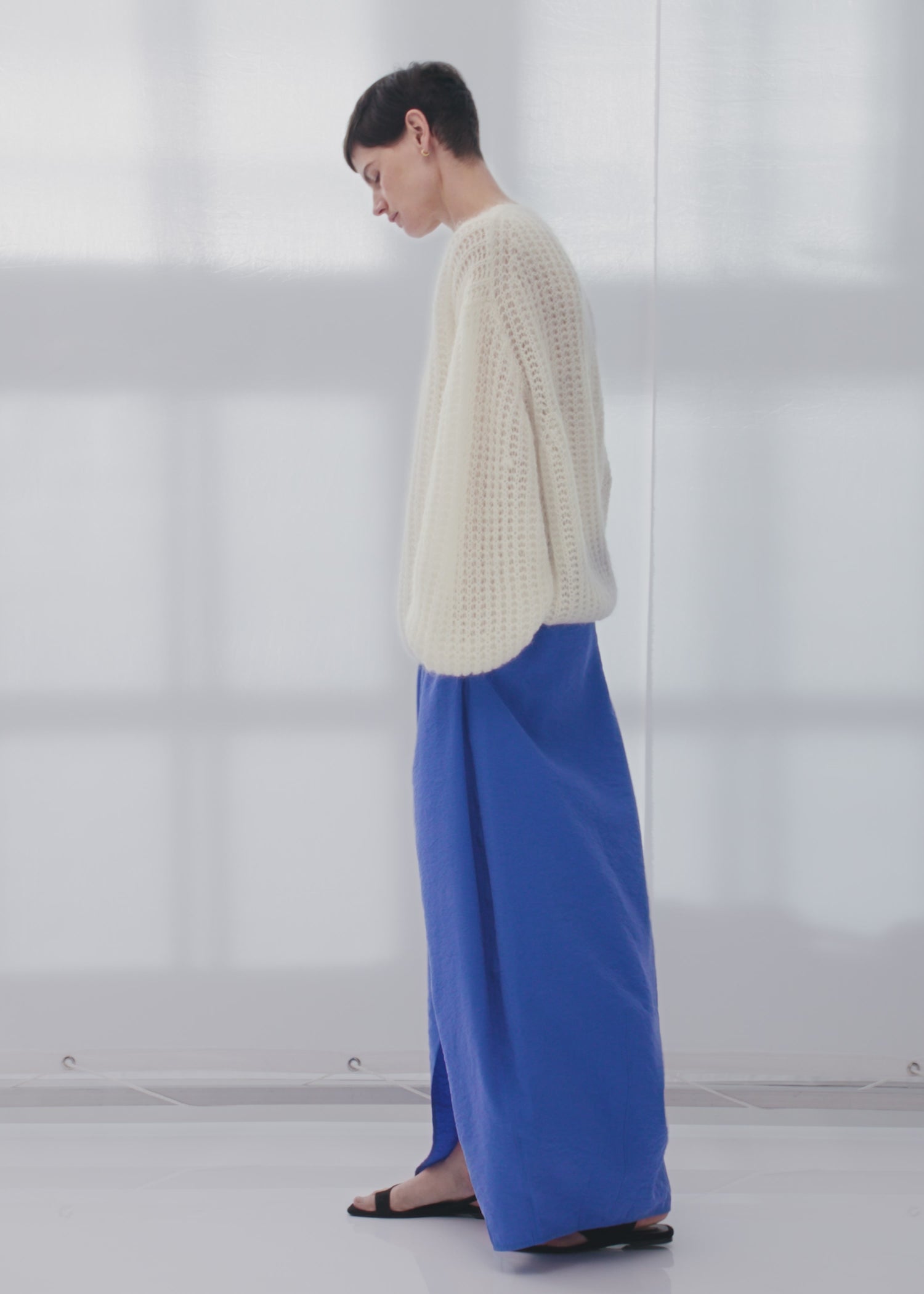 Puffed knit off-white