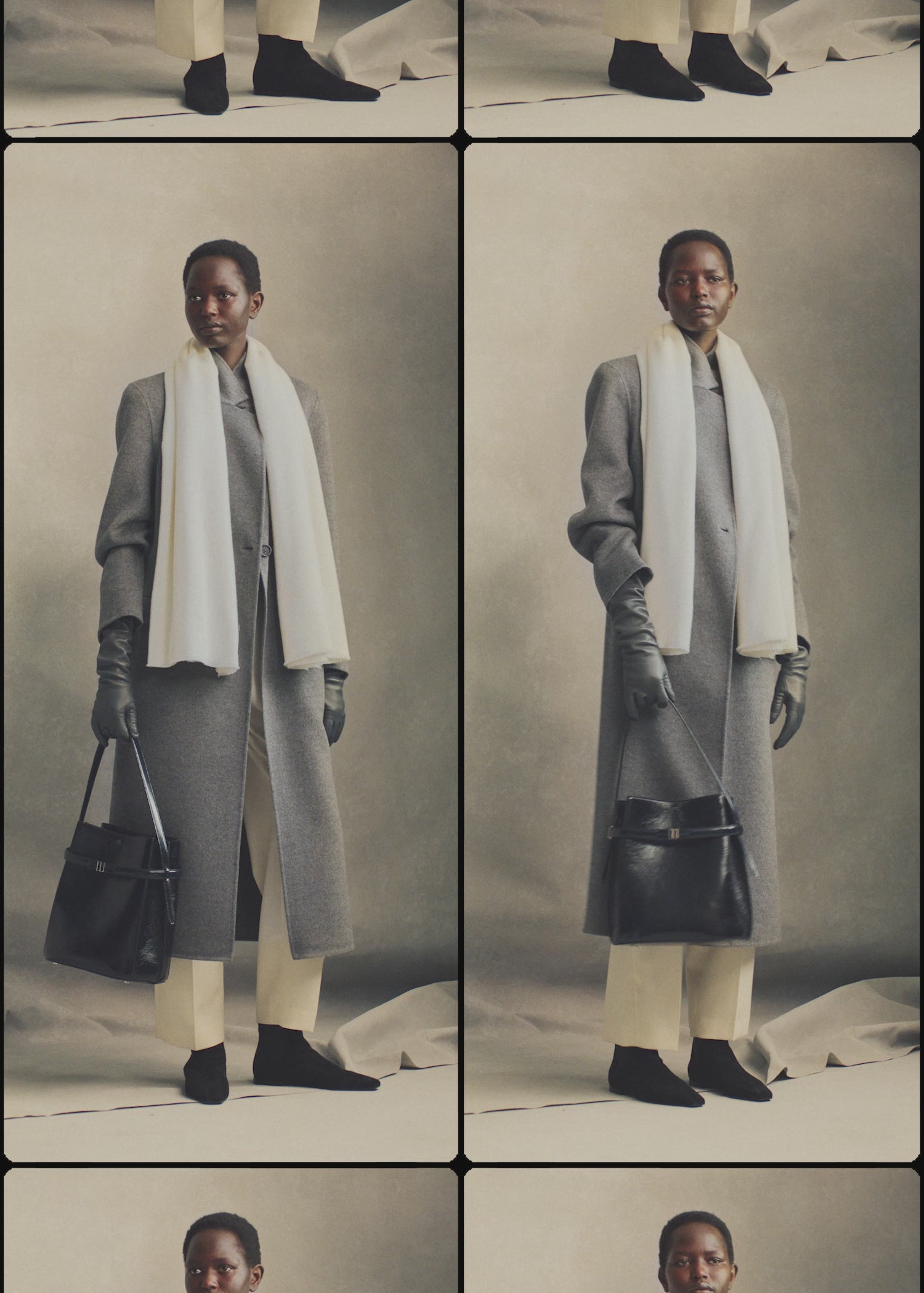 Wide classic wool scarf ivory