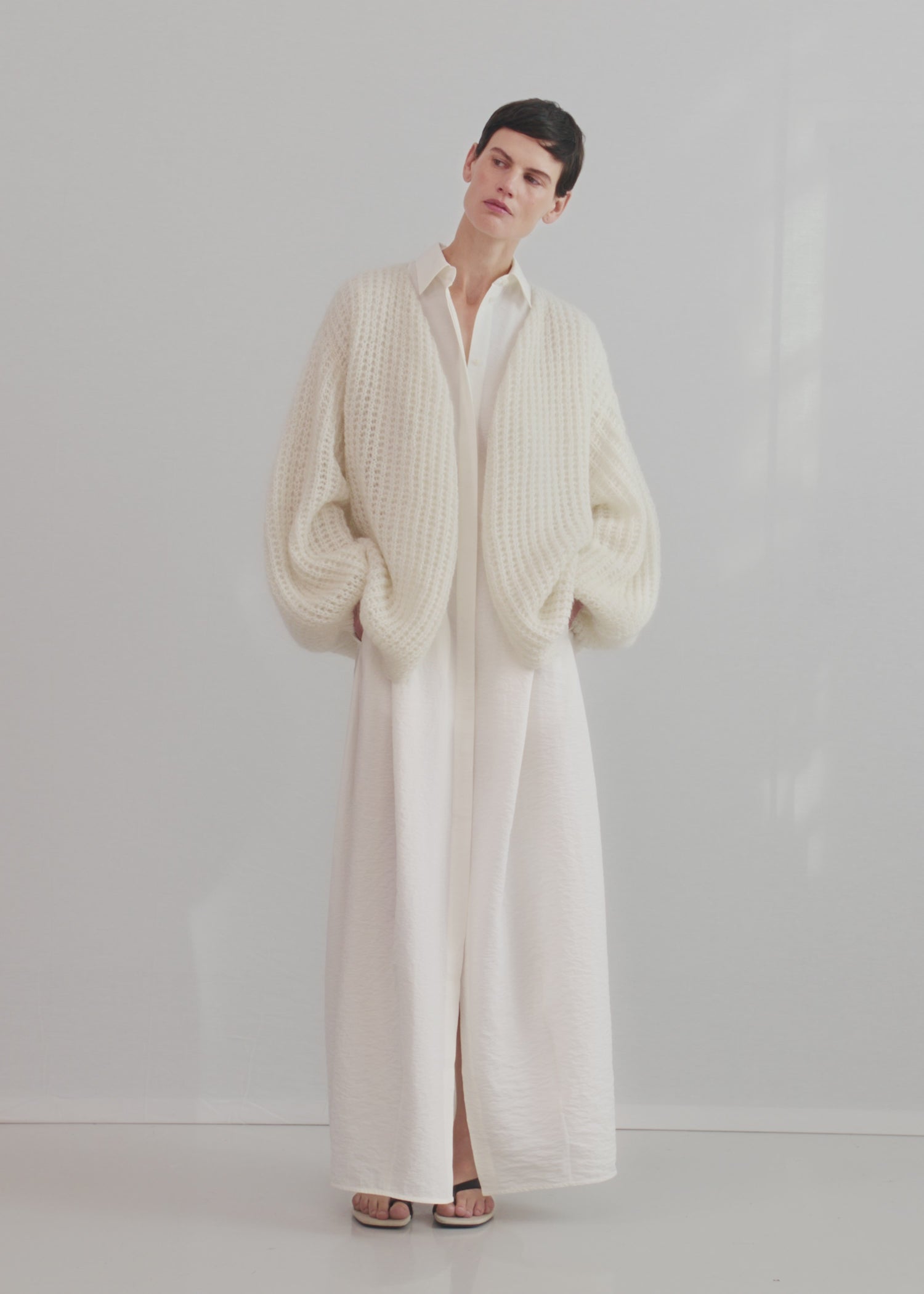 Parachute shirtdress white petite