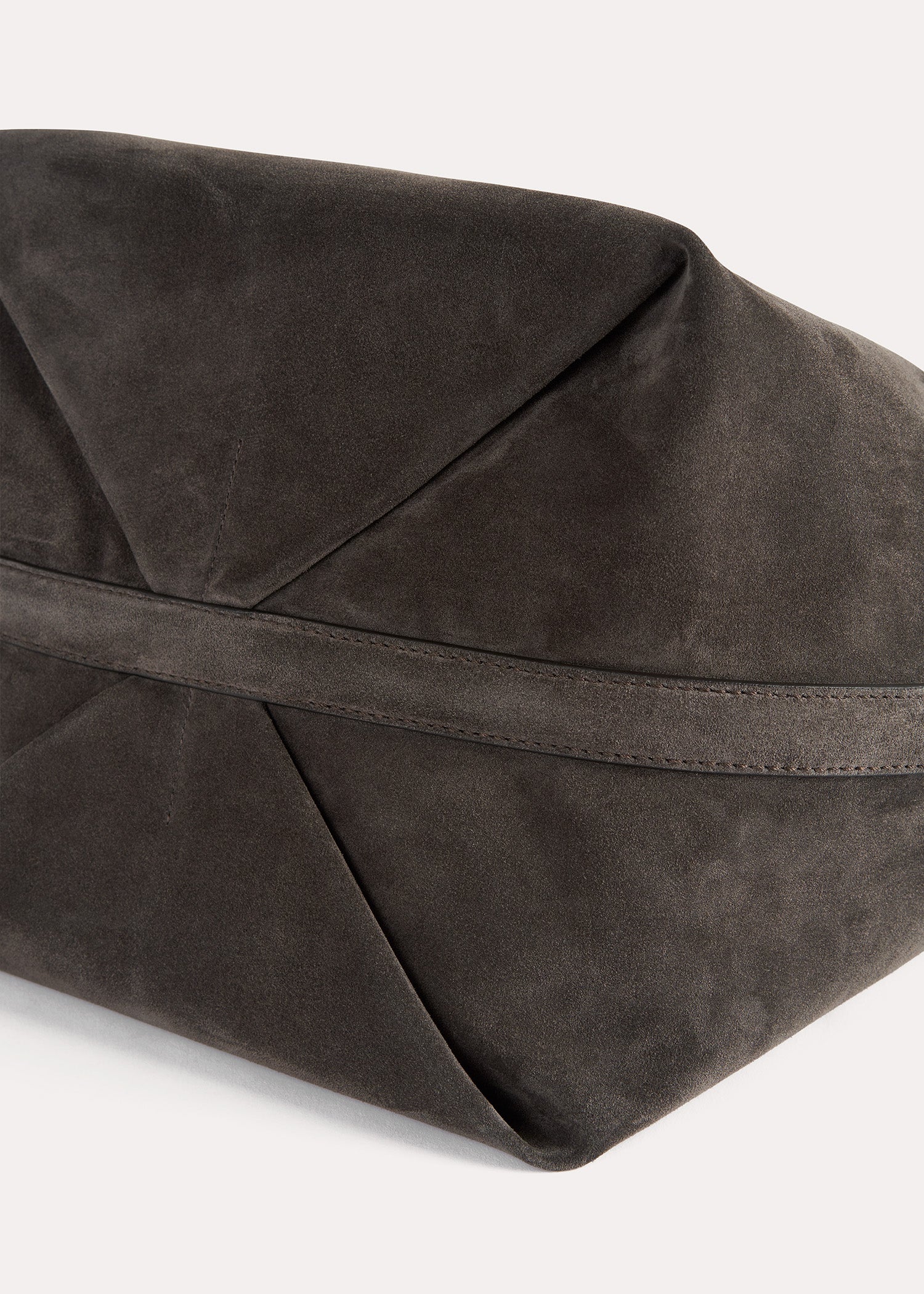 Belted suede tote granite