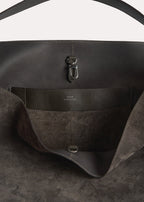 Belted suede tote granite