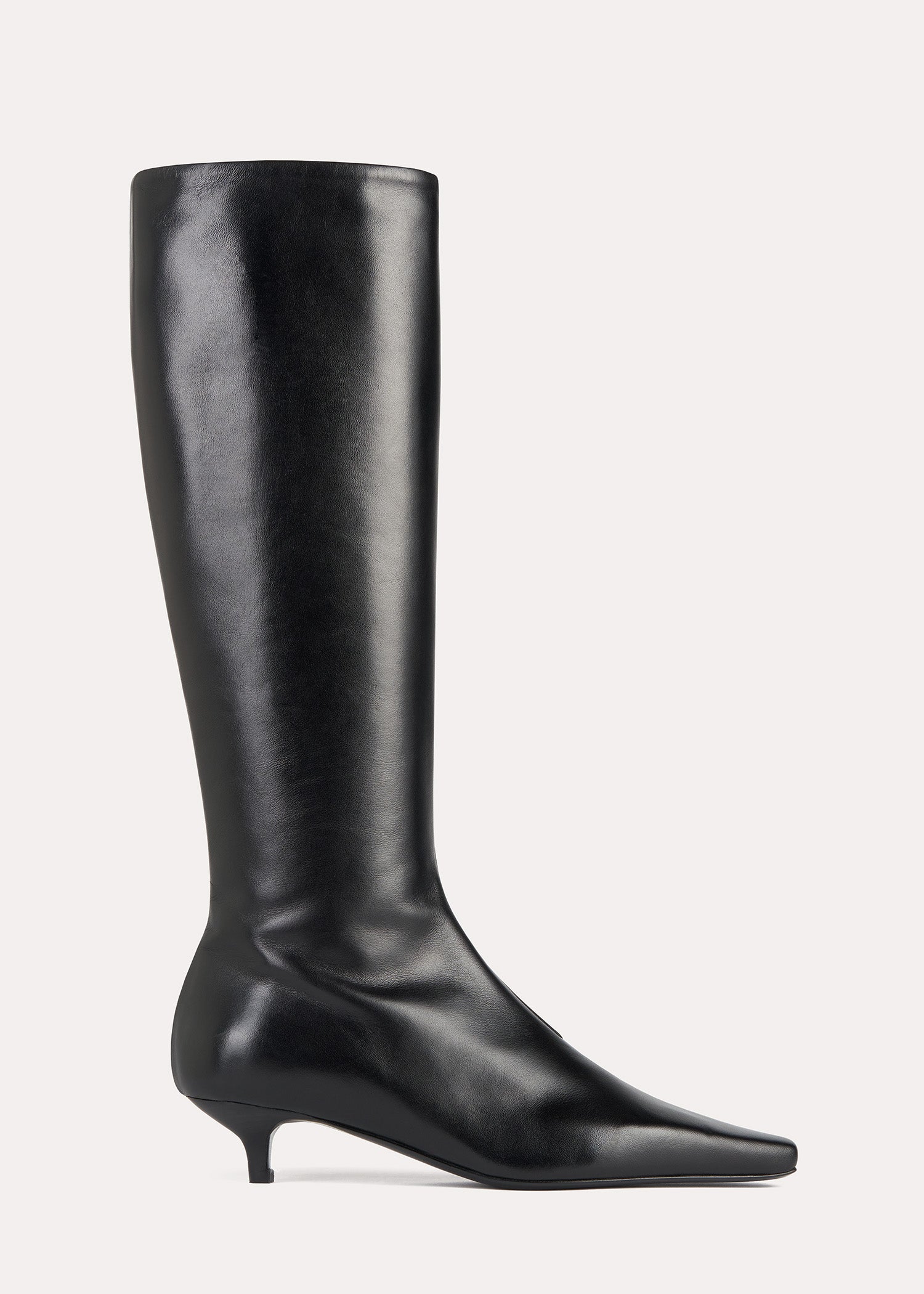 Slim leather-suede knee-high boots black – TOTEME