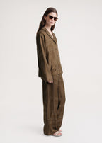 Monogram silk pj top mocha