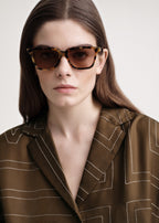 Monogram silk pj top mocha