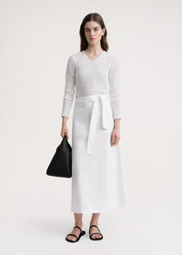 Tie-waist cotton skirt white