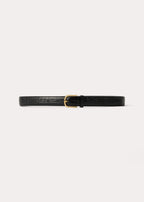 Slim croco-embossed trouser belt black