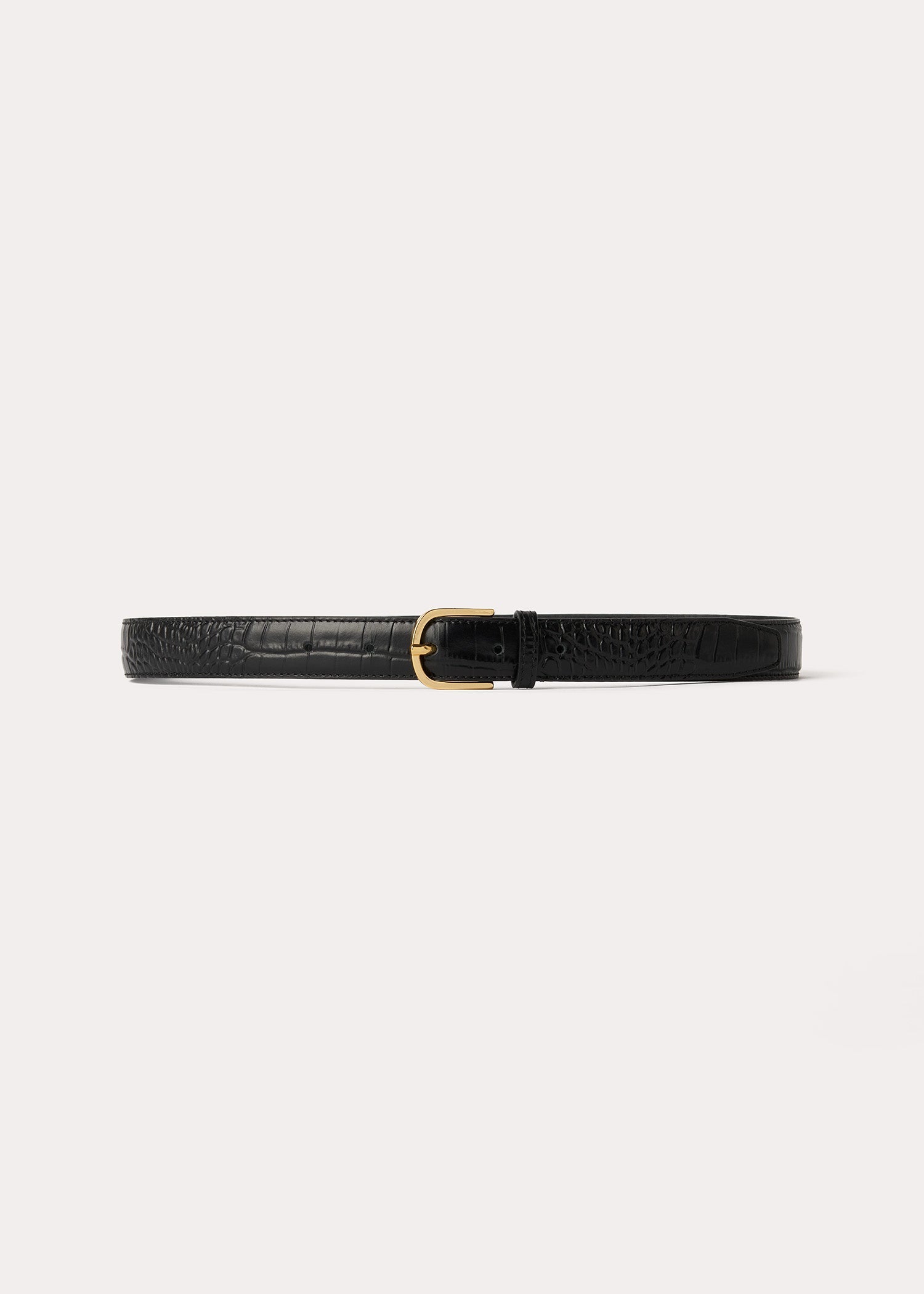 Slim croco embossed trouser belt