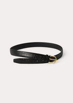 Slim croco-embossed trouser belt black