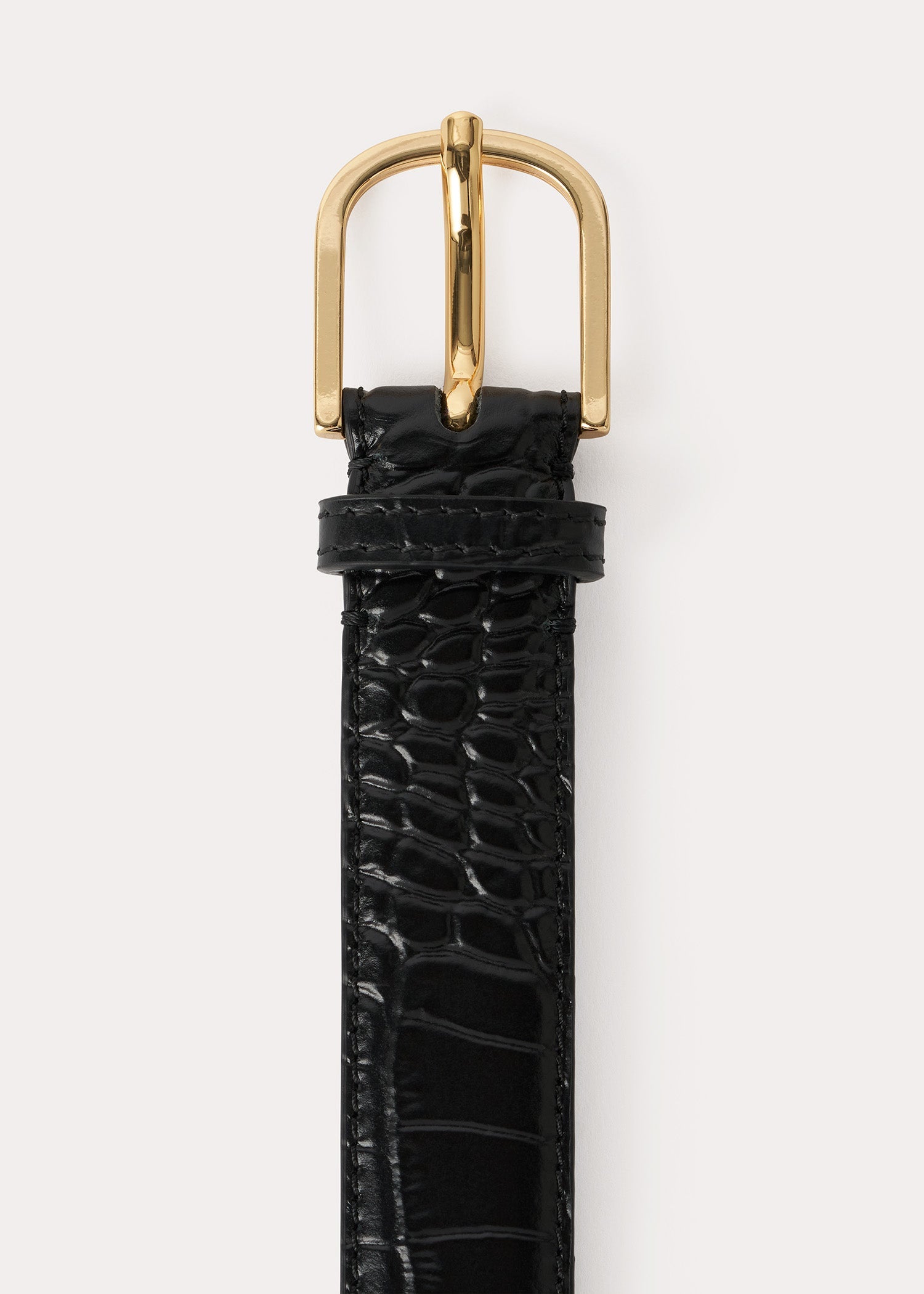 Slim croco-embossed trouser belt black